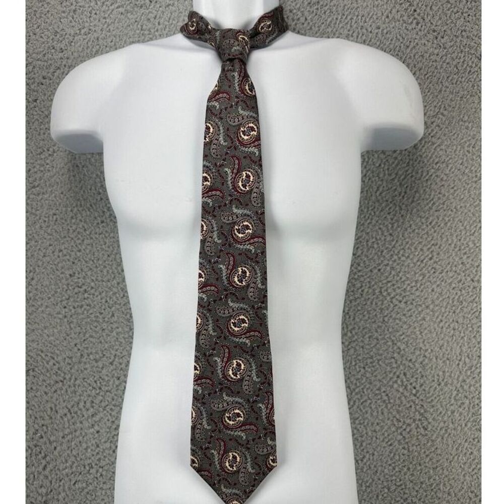 Christian Dior 100%‎ Silk Neck Tie Mens Burgundy Brown Paisley Classic USA Made